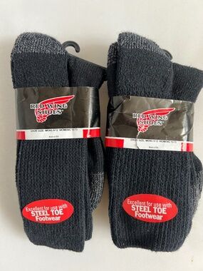2 Pair Red Wing Cushion Crew Socks Work Steel Toe Footwear Men 9-12 Women 10-13